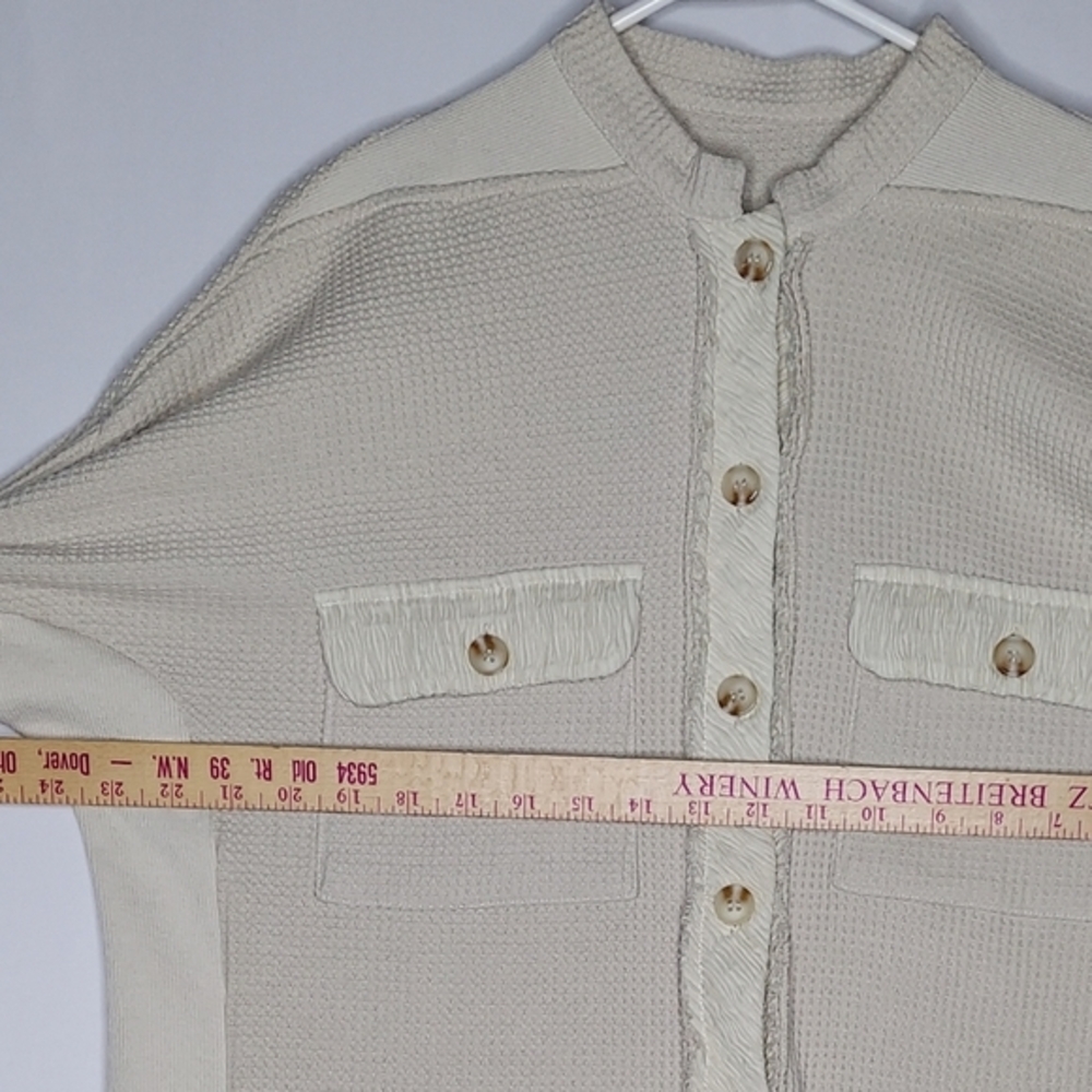Retro Women Waffle Thermal Button Shirt Large Grunge - Picture 4 of 7